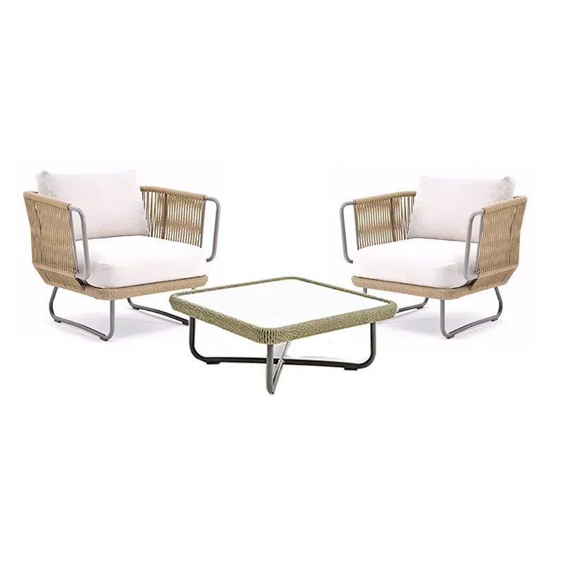 ensembles de meubles de jardin naturels avec coussins luxueux