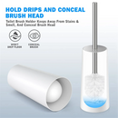 Toilet Brush and Holder, 2 Pack Toilet Brush with 304 Stainless Steel Long Handle, Toilet Bowl Brush White