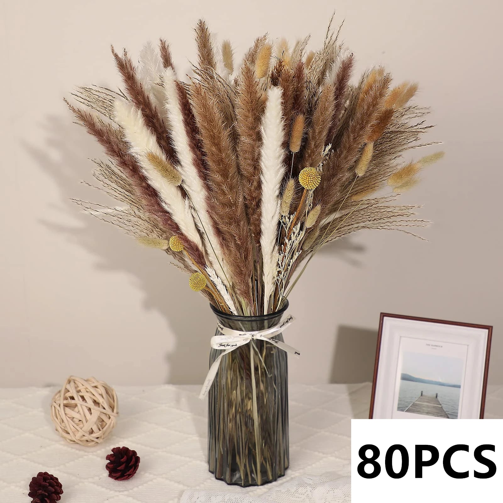 bouquet dherbe de pampa naturelle pour décoration et cadeaux - vue 14 sur 18
