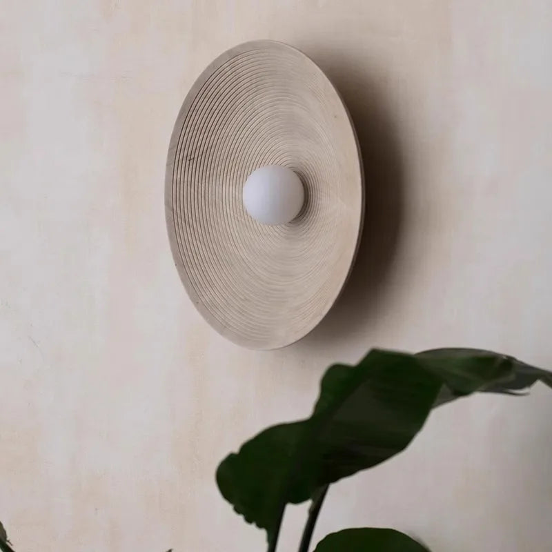 Applique murale LED rétro ronde en résine de verre - vue 3 sur 8