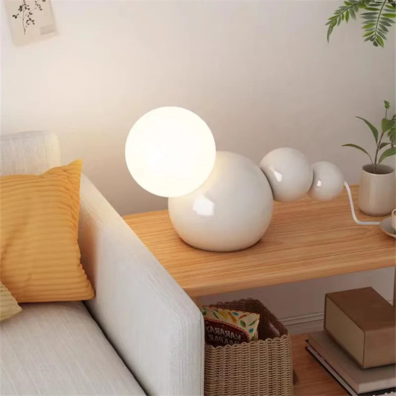 lampe de chevet ronde en verre pour décoration intérieure - vue 5 sur 8