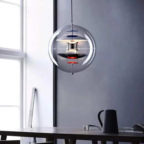 suspension boule chrome acrylique esthétique bar cafe - vue 3 sur 9