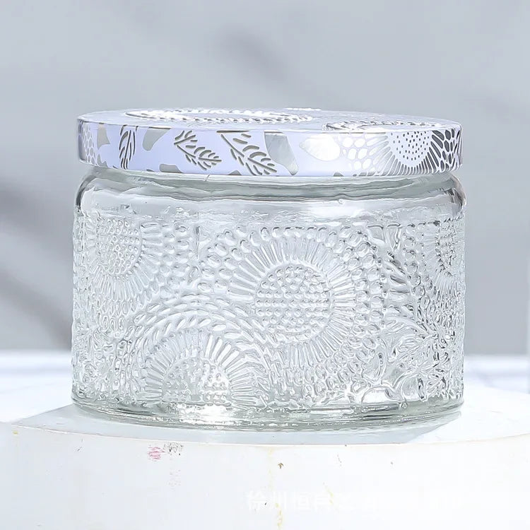 pot à bougie en relief en verre avec couvercle pour aromathérapie - vue 11 sur 13
