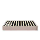 Upholstered Bed, Linen Fabric, without Headboard, Storage Bed, with Slatted Frame and 2 Storage Drawers, Beige, 140 x 200 cm