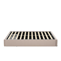 Upholstered Bed, Linen Fabric, without Headboard, Storage Bed, with Slatted Frame and 2 Storage Drawers, Beige, 140 x 200 cm