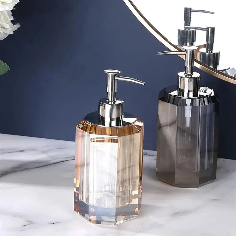 distributeur de savon liquide en cristal transparent pour salle de bain - vue 4 sur 20