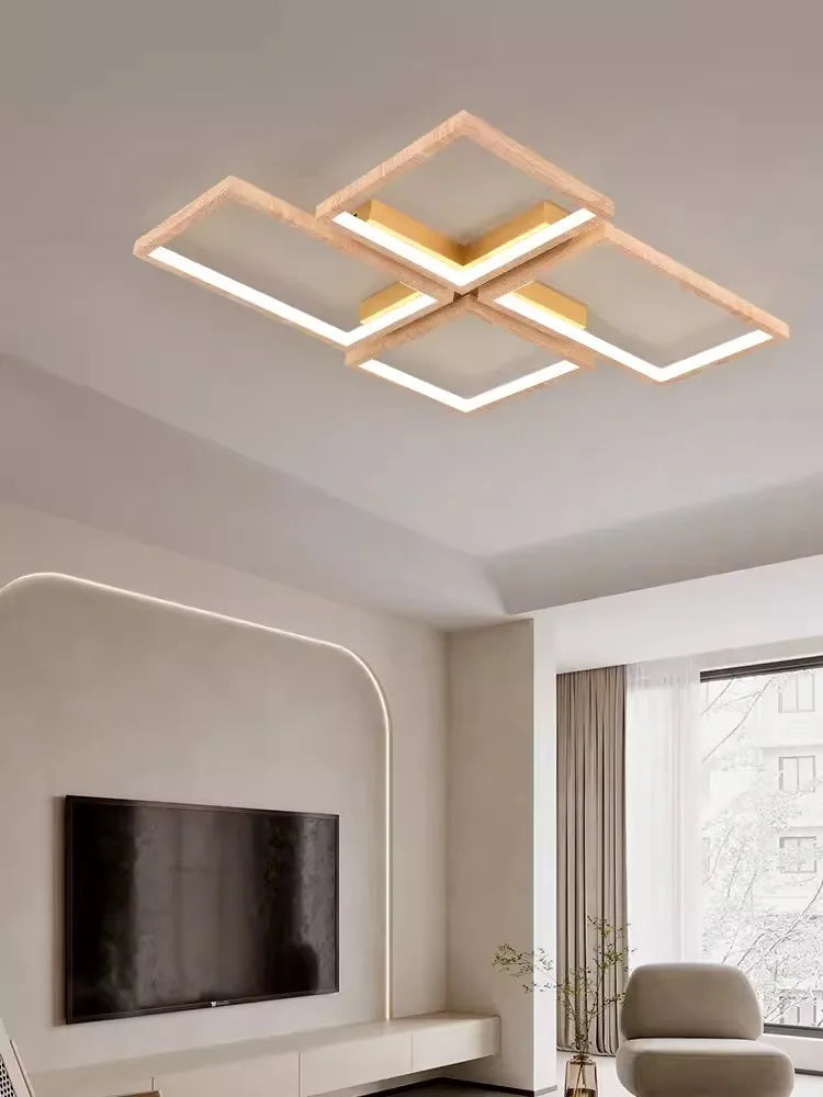 plafonnier led design moderne en métal et bois élégant - vue 4 sur 10