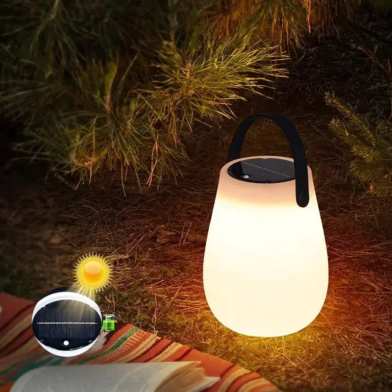 lampe de camping solaire rechargeable avec poignée en silicone - vue 5 sur 9