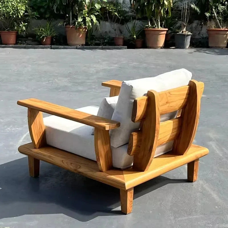 ensemble moderne de meubles d'extérieur en teck pour jardin et patio - vue 5 sur 8