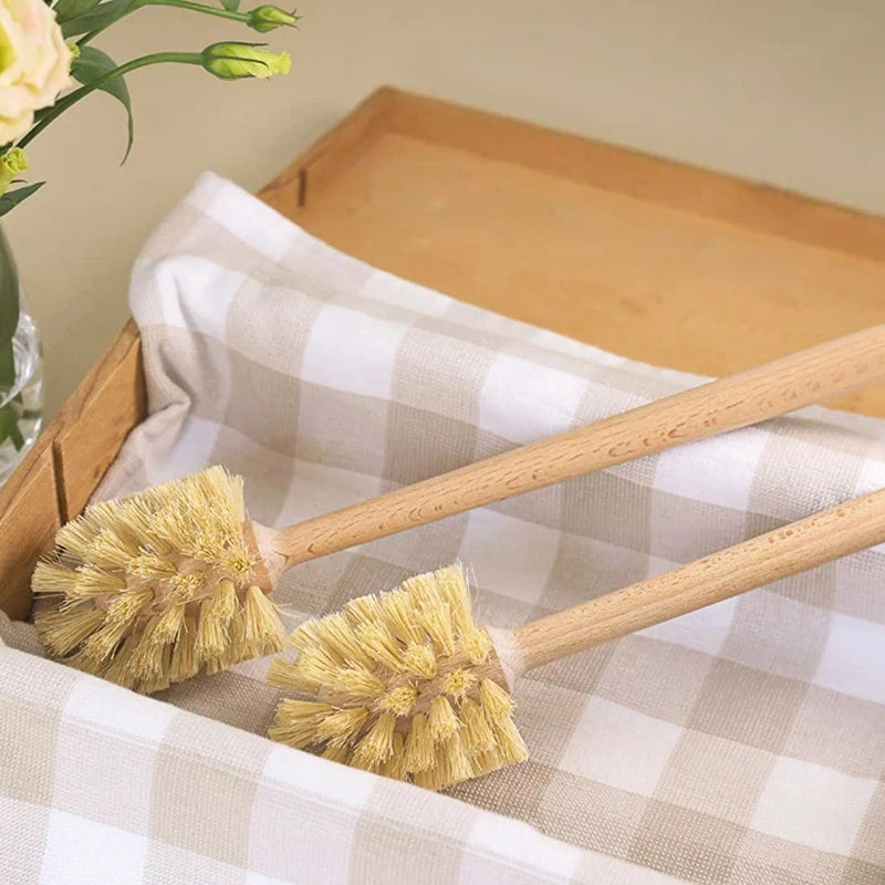 Toilet Brush, 2 Pack Wood Toilet Brush Made Of Beechwood, Strong Hemp Bristles With 360° Cleaning Power - vue 5 sur 7