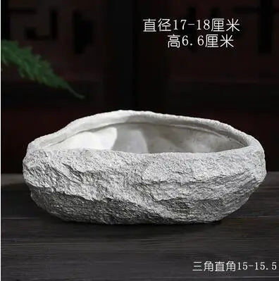 Ceramic Rock Mud Imitation Stone Tea Washing Pen Wash Tea Cups, Household Tea Set Accessories, Extra Large Basin - vue 12 sur 11