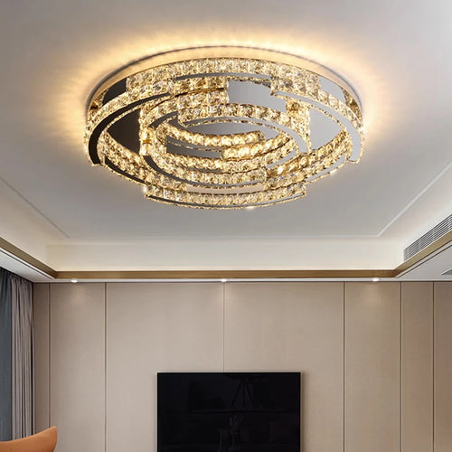 lampe de plafond led en cristal de style moderne avec télécommande - vue 5 sur 9