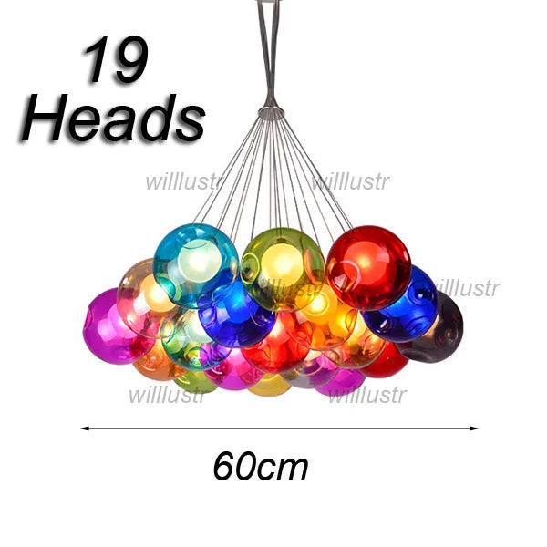 Mouth-blown glass pendant with colourful bubbles for hotel, boutique or nursery - vue 21 sur 24