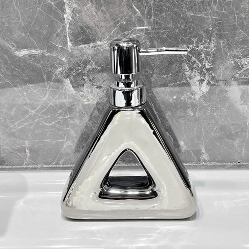 distributeur de savon céramique abstrait design pratique pour salle de bain - vue 6 sur 10