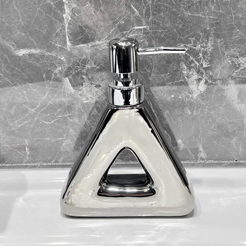 distributeur de savon céramique abstrait design pratique pour salle de bain - vue 5 sur 10