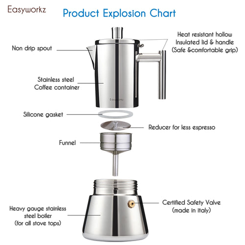 Cafetière italienne inox induction easyworkz style moderne
