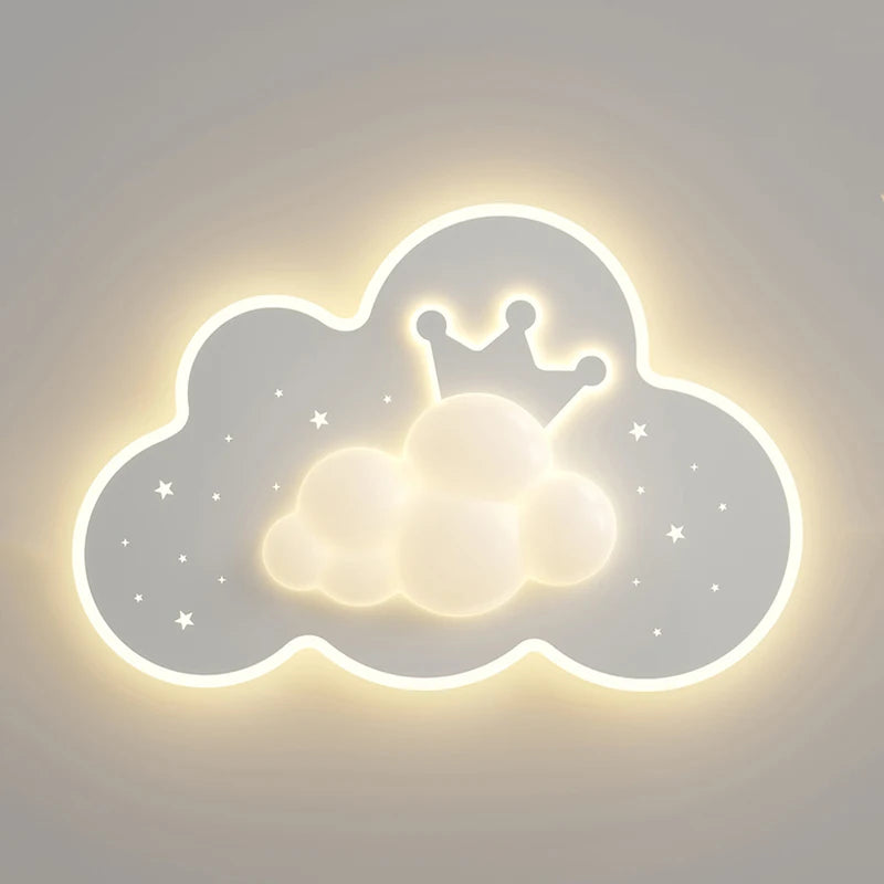 lustre créatif en forme de couronne et nuage pour enfants - vue 6 sur 8