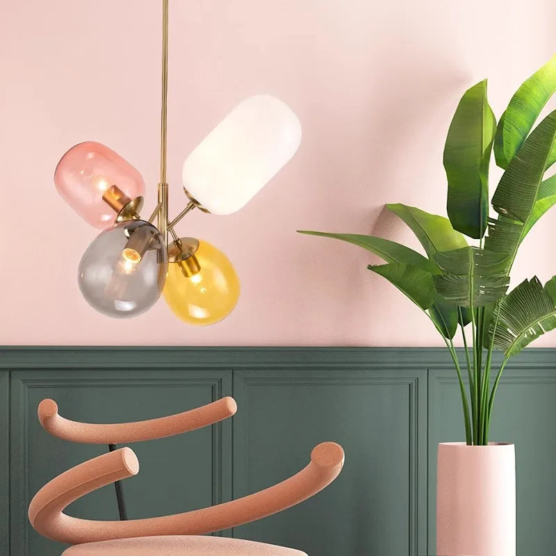 lustre moderne en verre pour chambre d'enfant décorative - vue 4 sur 7