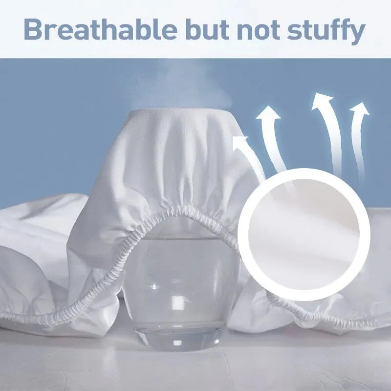 Waterproof Mattress Protector, Breathable Noiseless Mattress Topper, Bed Smooth Jersey Mattress Cover Fully Fitted Sheet - vue 4 sur 7
