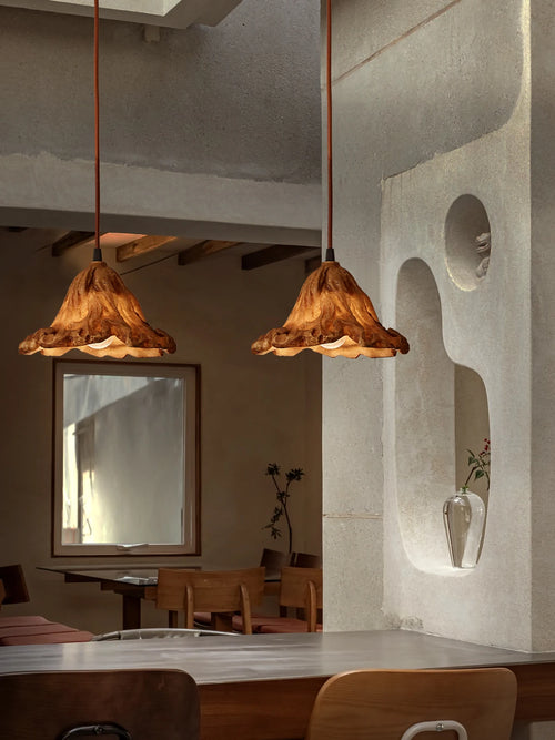suspension lotus en résine style wabi-sabi zen vintage pour intérieur - vue 5 sur 19