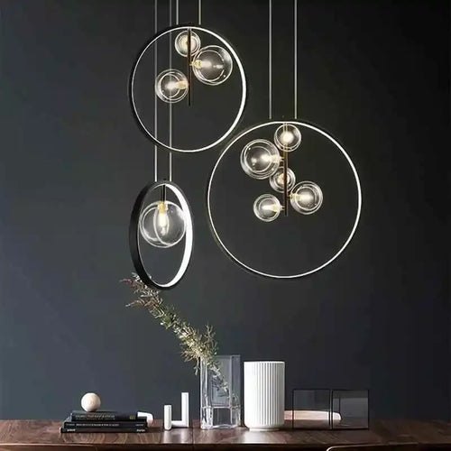 suspension en verre à bulles design moderne pour restaurant - vue 2 sur 9