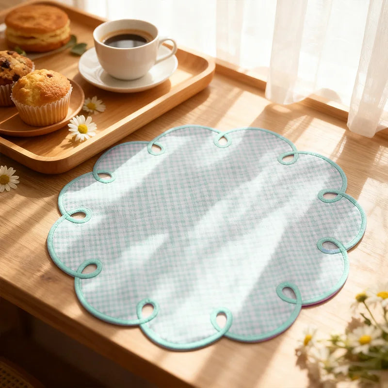 Set de table coton brodé style rétro romantique