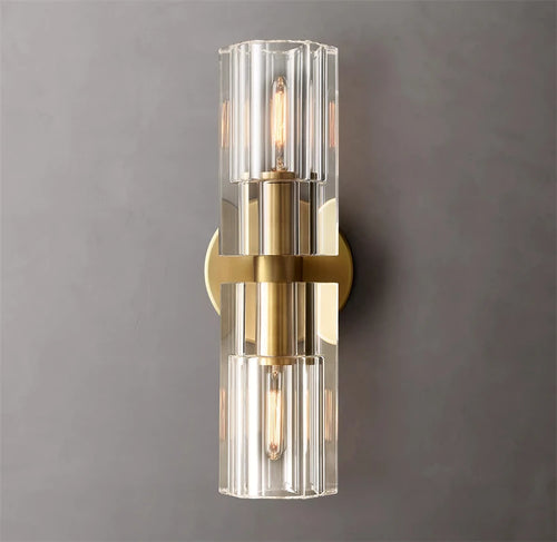 applique murale led moderne en cristal clair nickel laiton