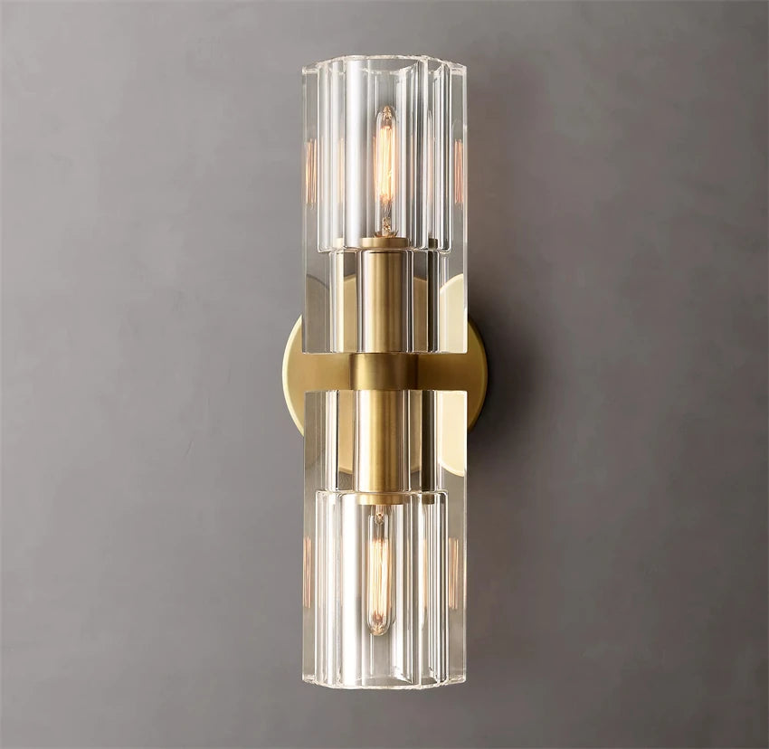 applique murale led moderne en cristal clair nickel laiton - vue 5 sur 9