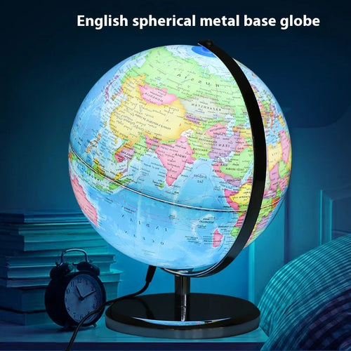 globe terrestre rotatif éducatif lumineux en anglais pour géographie