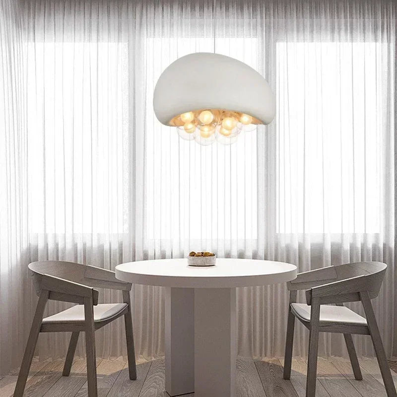 Minimalist wabi sabi style pendant chandelier with LED lighting - vue 4 sur 12