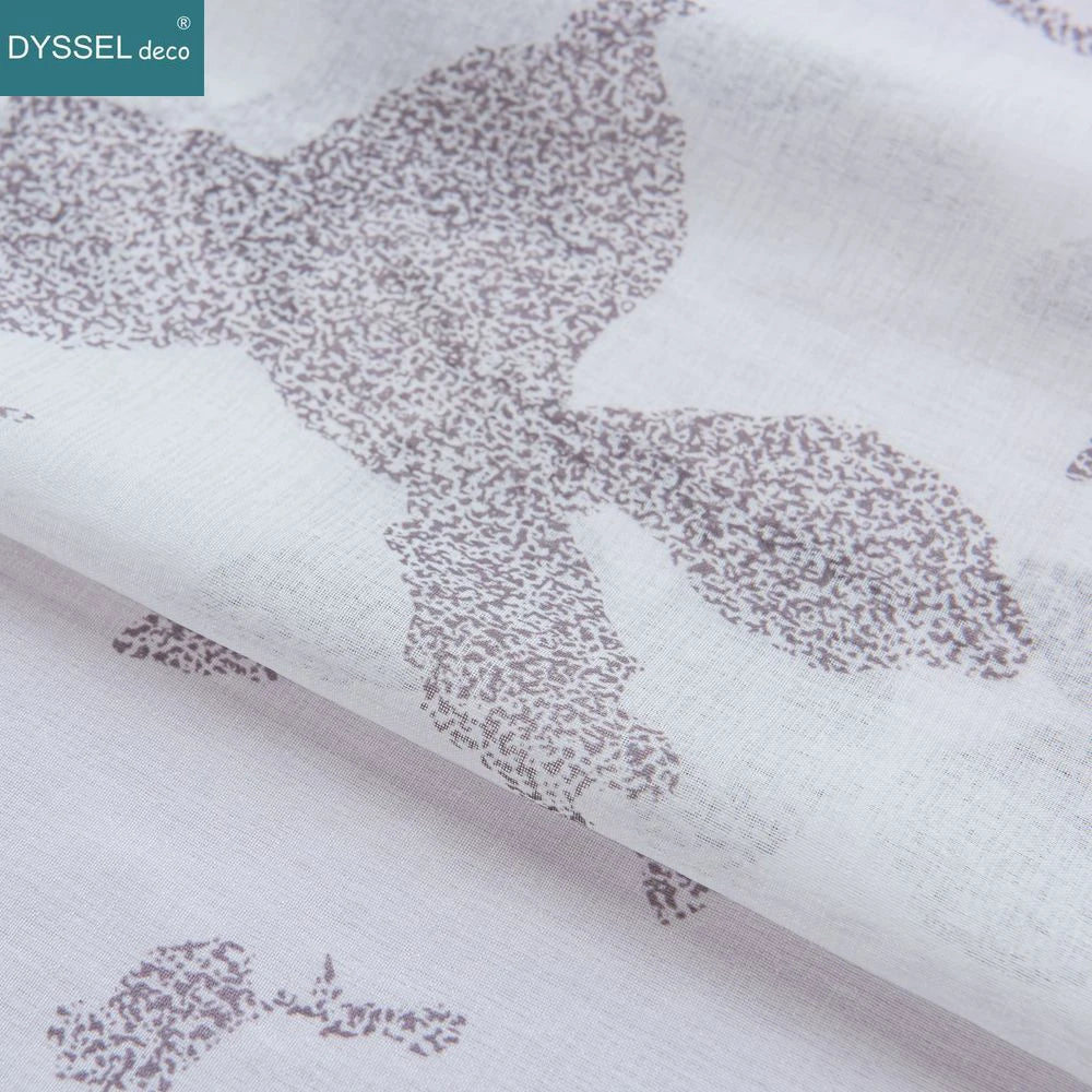 Voilage texture lin motif feuilles erable style champetre