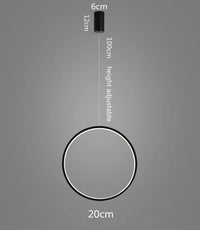 LED moderne anneau cercle suspension lumières rond Lustre décor à la maison pour salon éclairage intérieur noir Lustre luminaire
