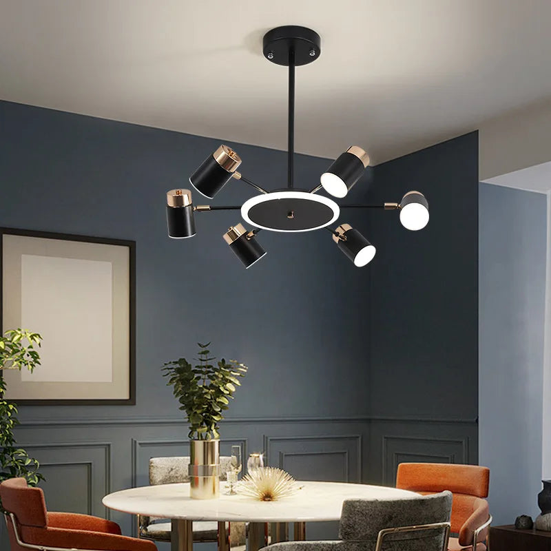 lustre led rotatif en métal avec 3 gradations suspendues - vue 5 sur 11