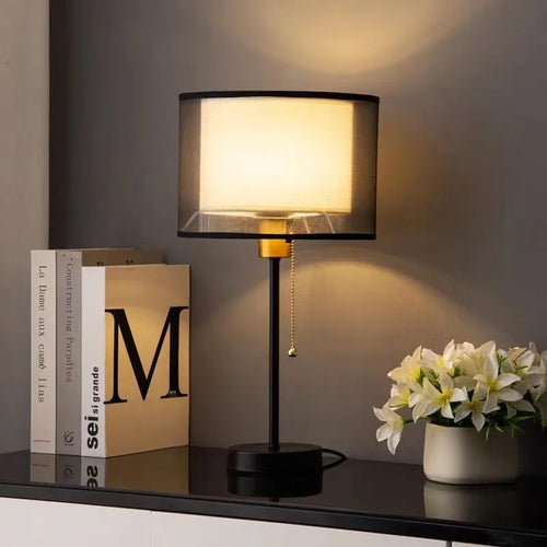 Nordic vintage luxury fabric table lamp - vue 2 sur 10