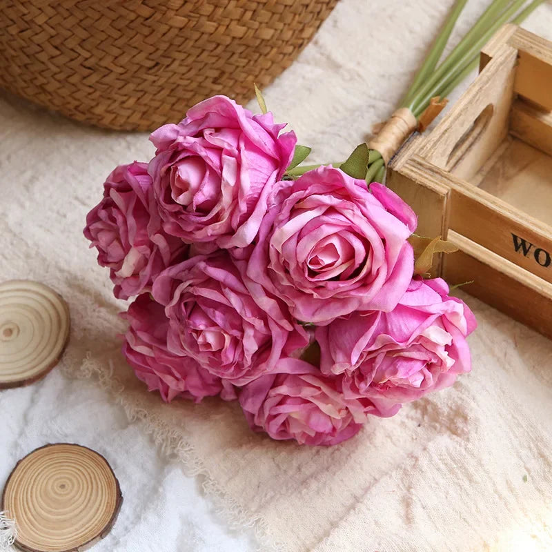 bouquet de roses artificielles pour décoration et photographie - vue 10 sur 13