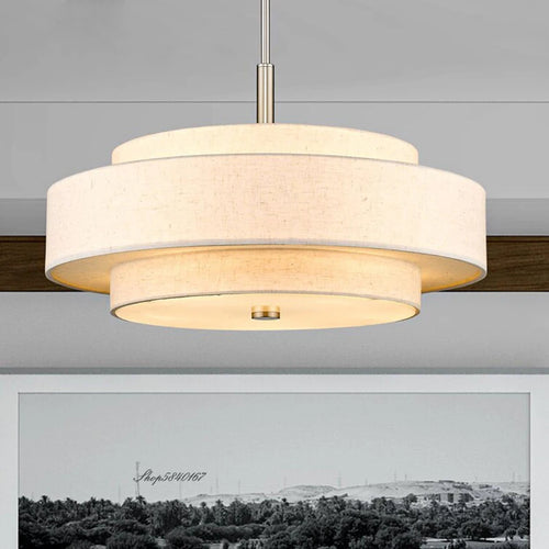 Modern minimalist fabric pendant light rounded creative ceiling lamp for living room and dining room - vue 3 sur 8