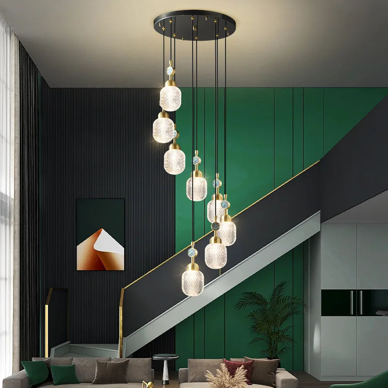 suspension moderne réglable en or pour intérieur avec acrylique unique - vue 9 sur 8