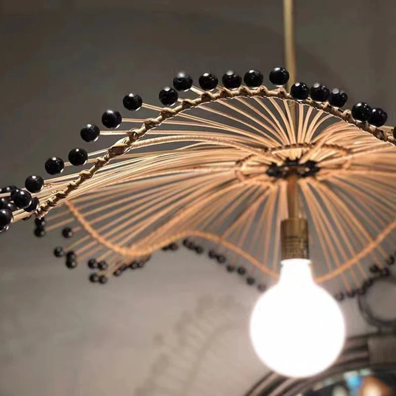 lustre art déco en corde de chanvre tissée pour intérieur moderne - vue 5 sur 7