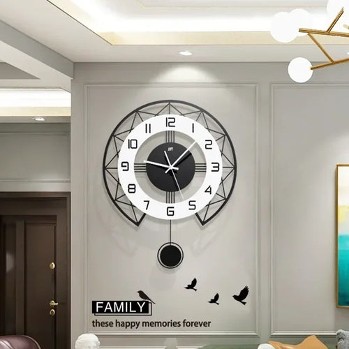 horloge murale pivotante créative design silencieuse pour décoration intérieure