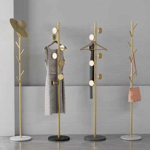Floor To Floor Bedroom Light Luxury Rock Plate Base Metal Hanger, Marble Scarf and Bag Rack for Entering The Home Coat Rack - vue 2 sur 30