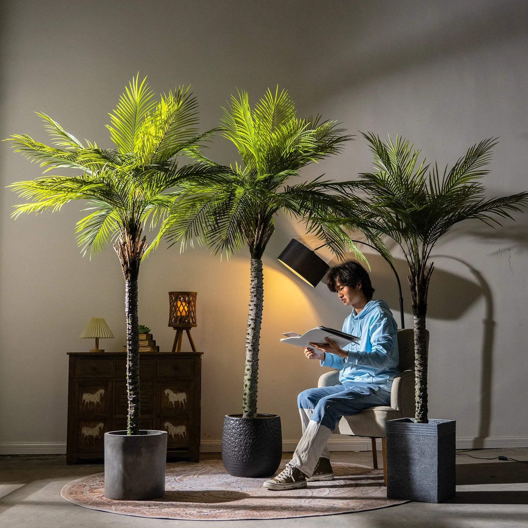 cocotier artificiel grande plante verte pour décoration intérieure - vue 3 sur 10