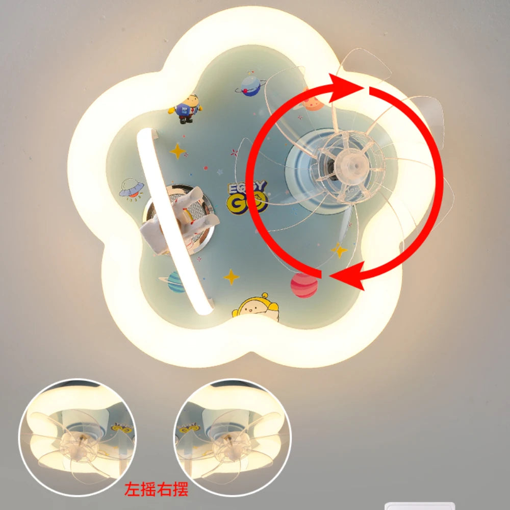 plafonnier led astronaute avec ventilateur et musique bluetooth - vue 3 sur 9