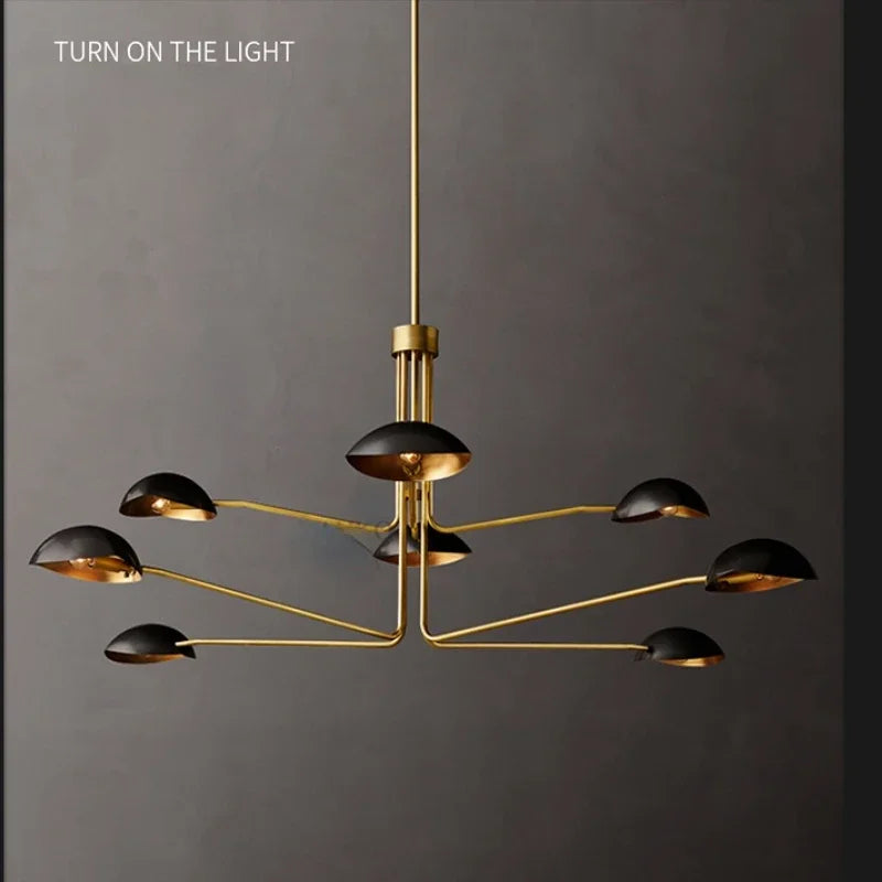 lustre rétro en cuivre lampe créative à bras long design industriel - vue 4 sur 16
