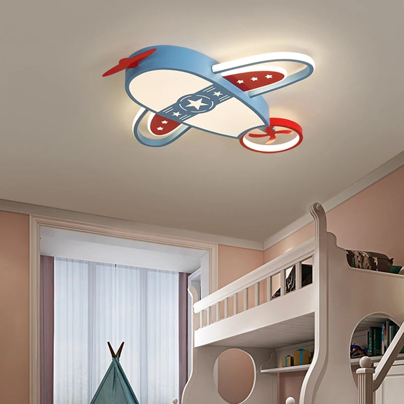 lustre avion moderne pour enfants avec éclairage télécommandé - vue 4 sur 11