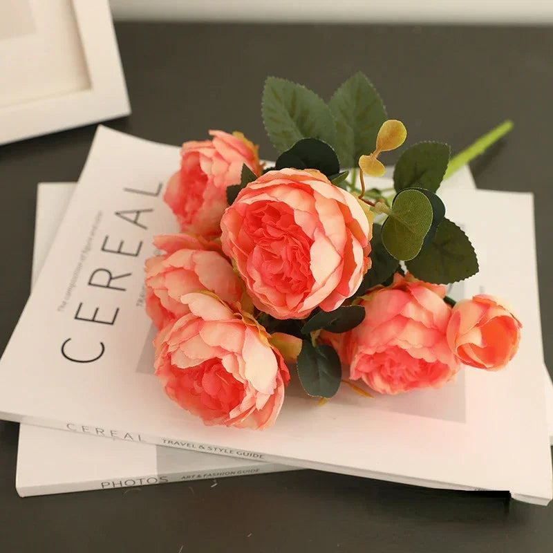 Vintage silk peony bouquet festive decoration for any occasion