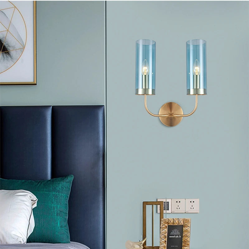 applique murale led moderne en verre doré décorative - vue 6 sur 10