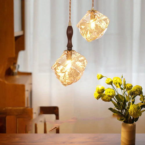 lustre en verre en forme de bloc de glace pour bars et restaurants