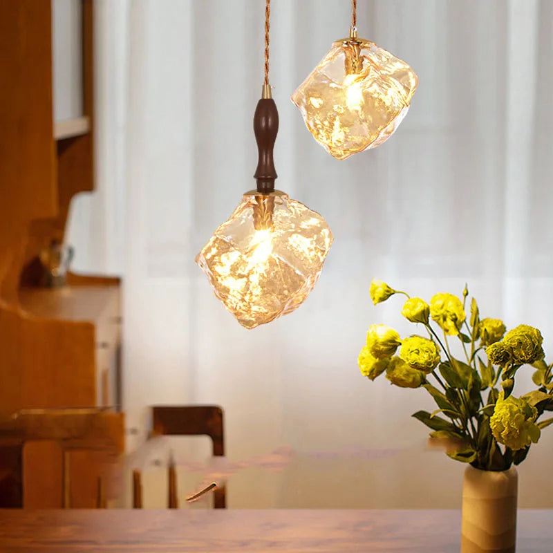 lustre en verre forme bloc de glace pour éclairage divers et