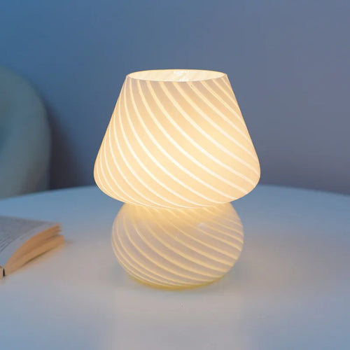 Lampe led verre veilleuse rayée champignon