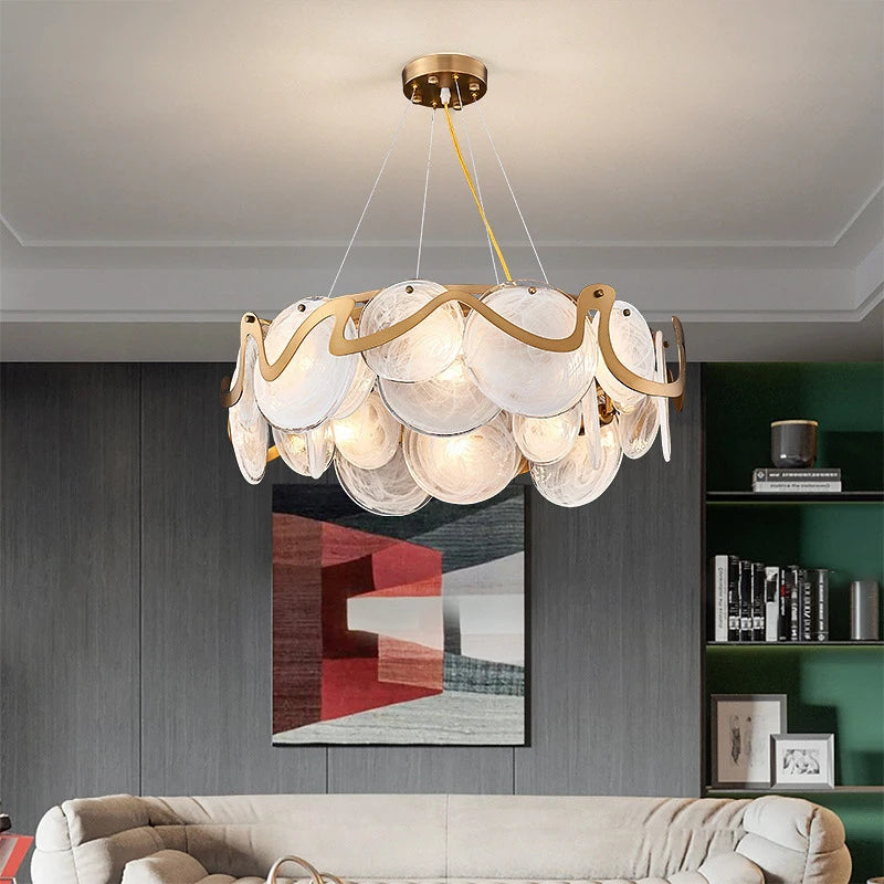 Modern crystal chandelier with adjustable suspension cable E14 pendant light,living room bedroom kitchen ceiling chandelier - vue 3 sur 16